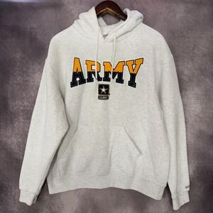 Vintage Soffe US Army Hoodie Men's Large Gray Fleece‎ Pullover Kangaroo Pocket